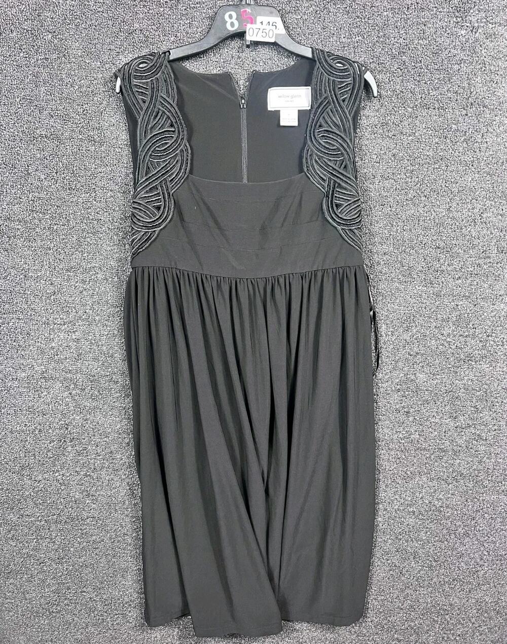 Willow Glenn A-Line Dress Womens Size 6 Black Square-Neck Stretch Back Zip